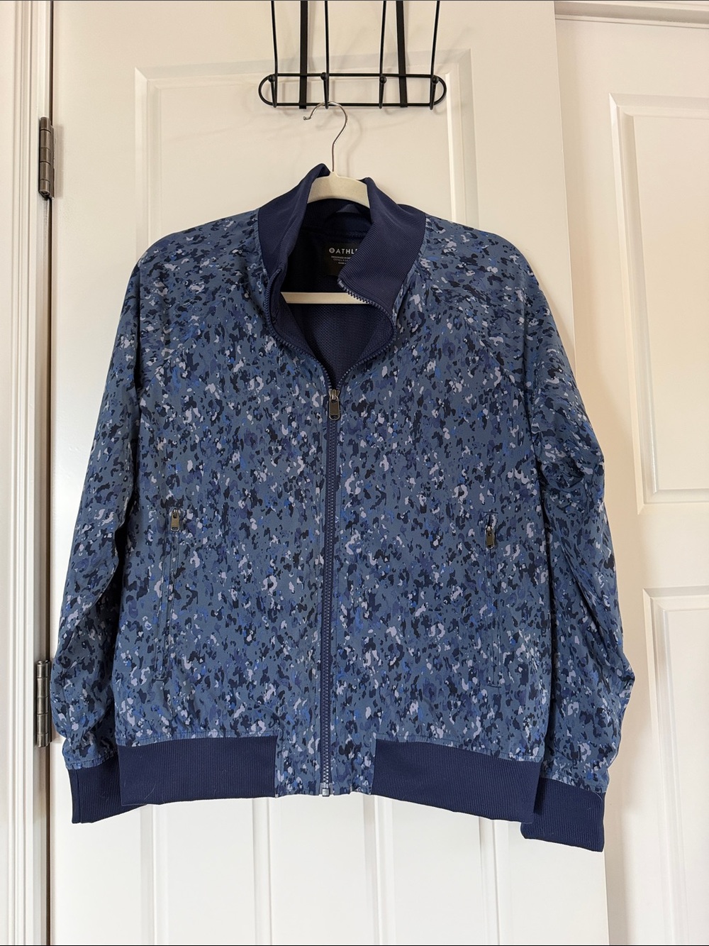 Athleta Blue Printed Lightweight Bomber Jacket